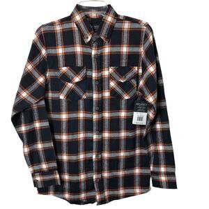 Architect Jean Co. NWT Boys' Blue Orange Plaid Flannel Button-Down XL (18/20)